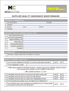 Supplier Evaluation Questionnaire